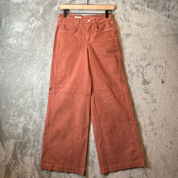 Anthropologie Pilcro The Gwen Wide Leg Corduroy Pants‎ Jeans Rose Pink Size 26 - Picture 1 of 7